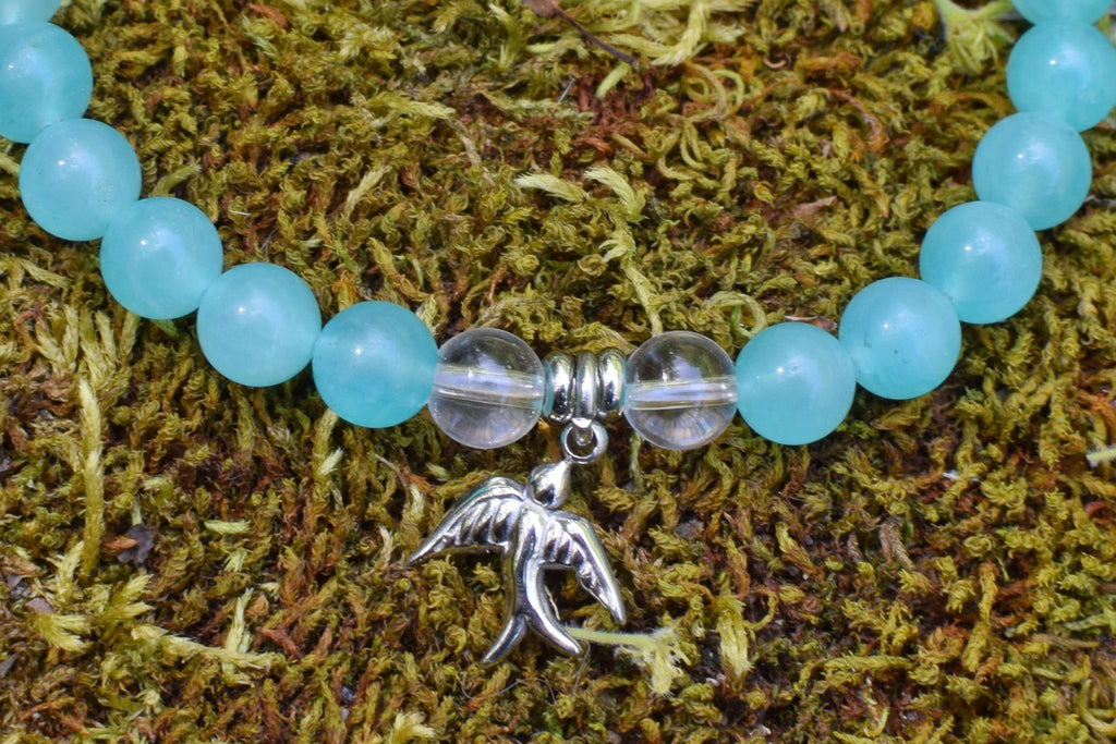 Bracelet d’intention - Libre envol (Amazonite & cristal de roche)