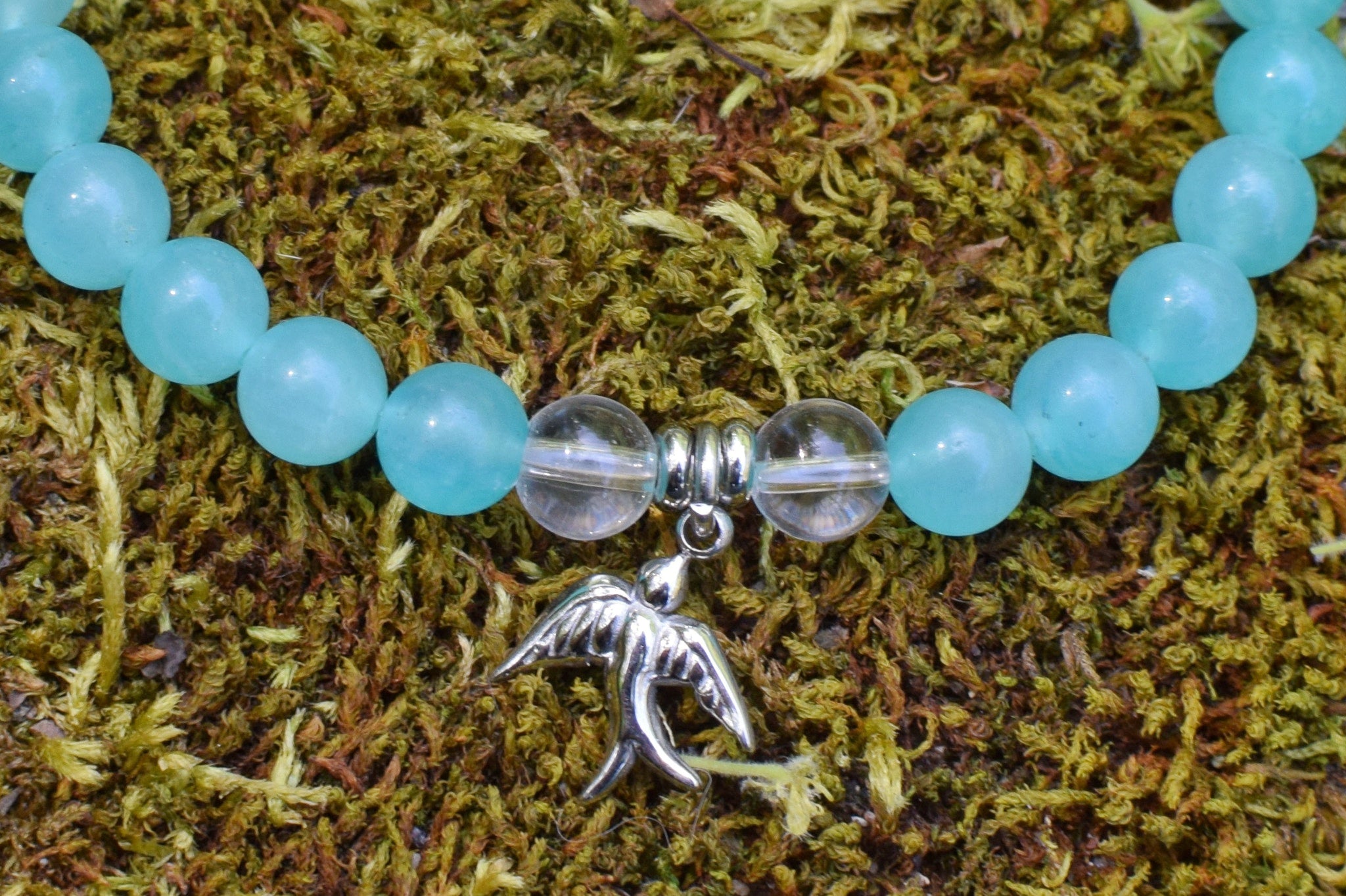 Bracelet d’intention - Libre envol (Amazonite & cristal de roche)