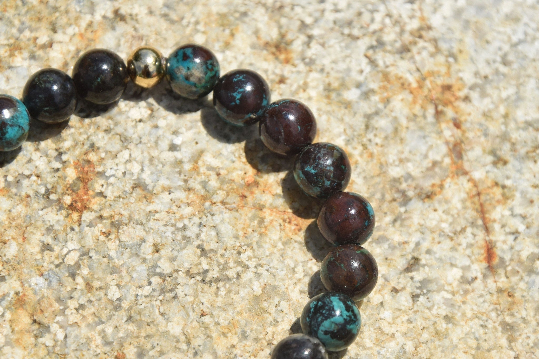 Bracelet d'intention – Mosaïque du Vivant (Chrysocolle et malachite)