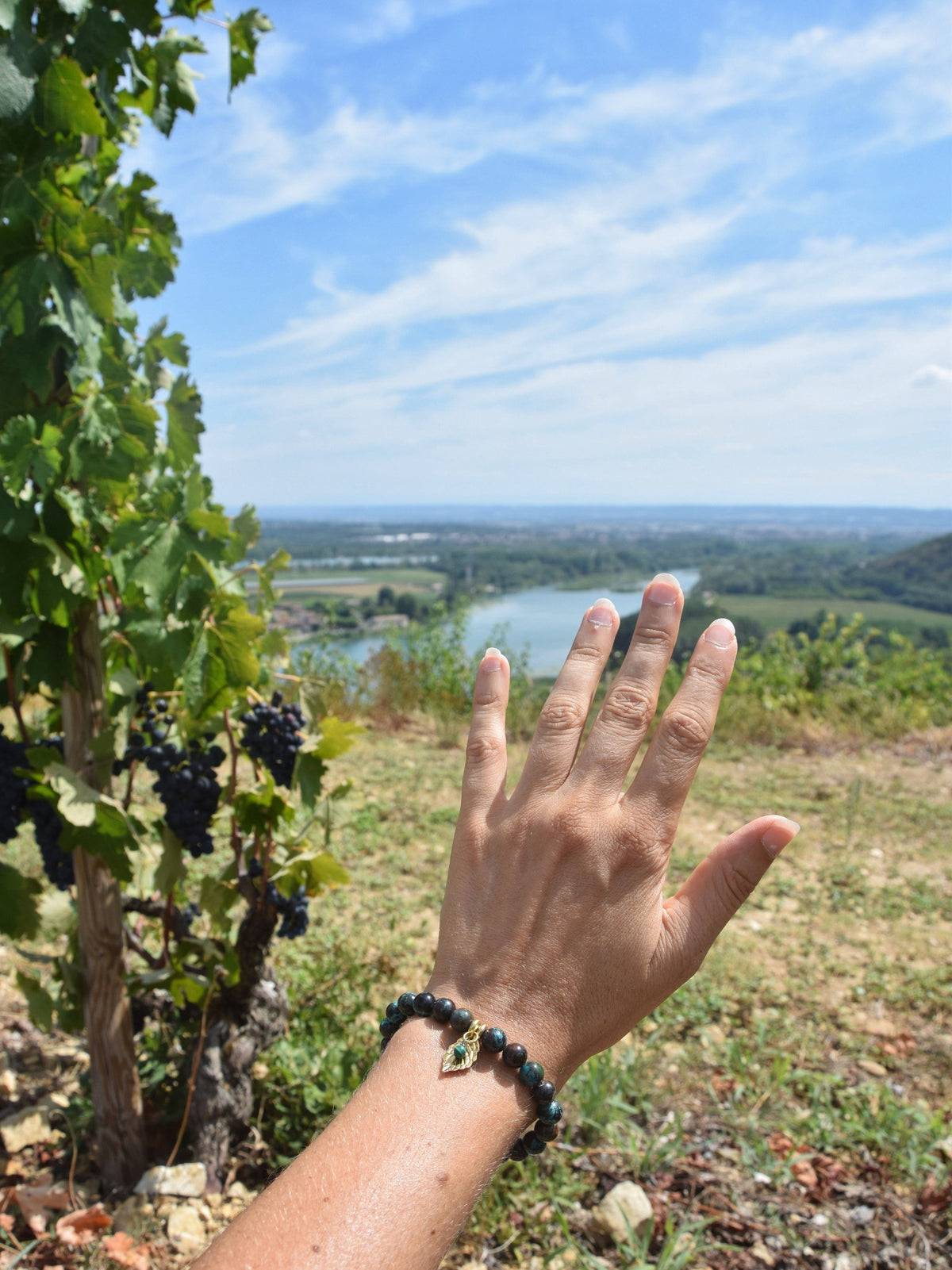 Bracelet d'intention – Mosaïque du Vivant (Chrysocolle et malachite)