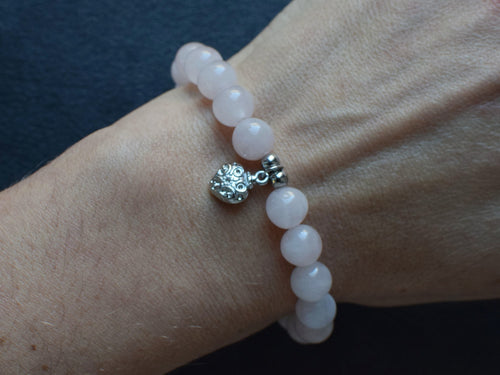 Bracelet d'intention - Cœur soyeux (Quartz rose)