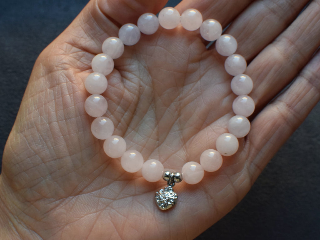 Bracelet d'intention - Cœur soyeux (Quartz rose)