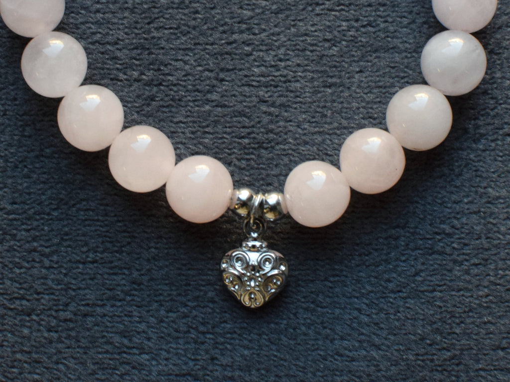 Bracelet d'intention - Cœur soyeux (Quartz rose)