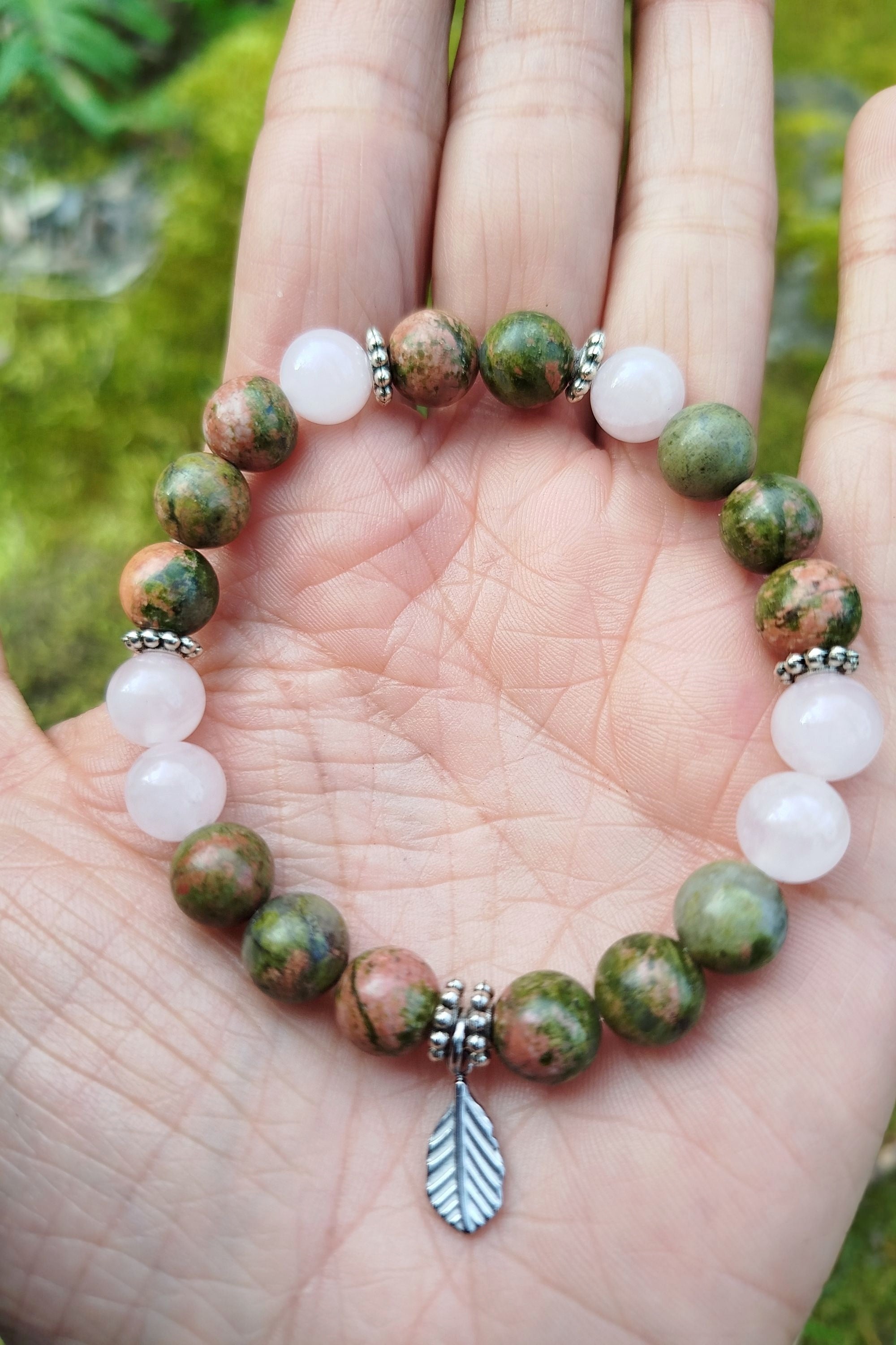 Bracelet d'intention - Sève nouvelle (Unakite & quartz rose)