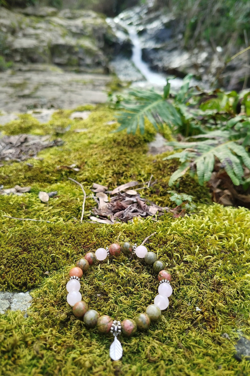 Bracelet d'intention - Sève nouvelle (Unakite & quartz rose)