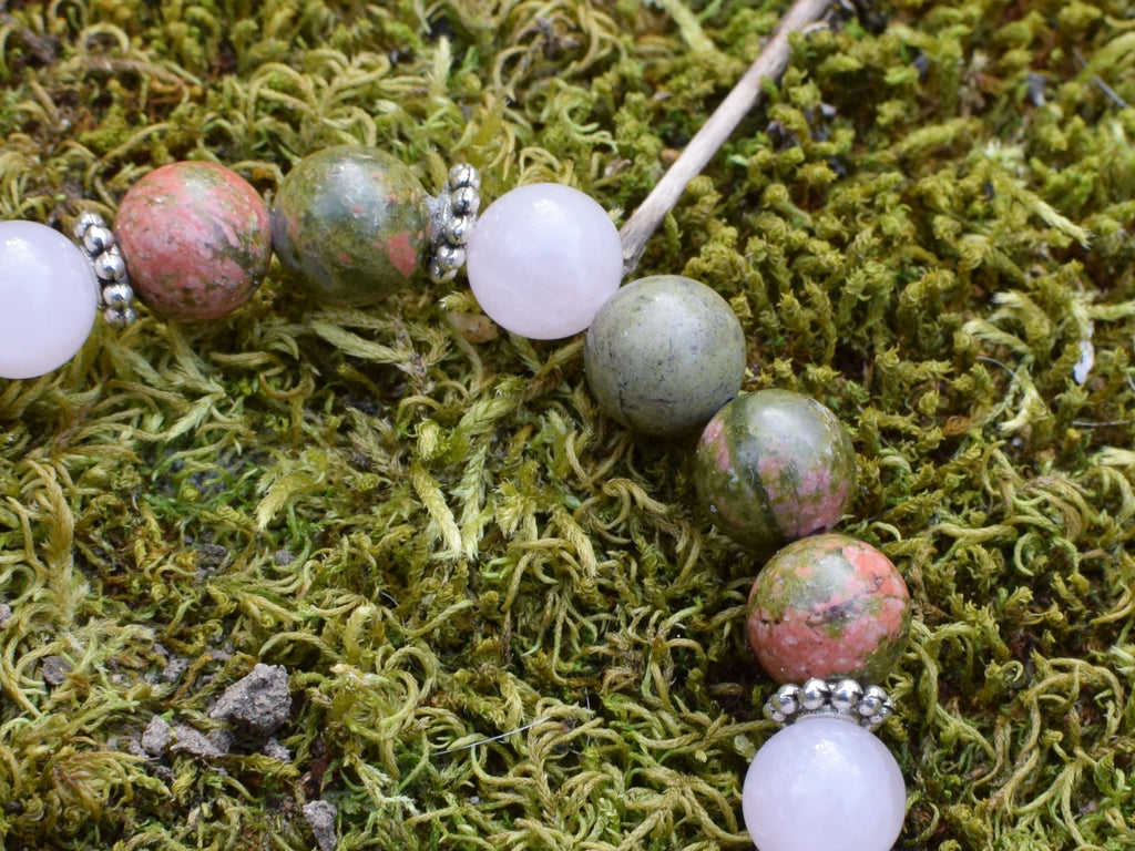 Bracelet d'intention - Sève nouvelle (Unakite & quartz rose)