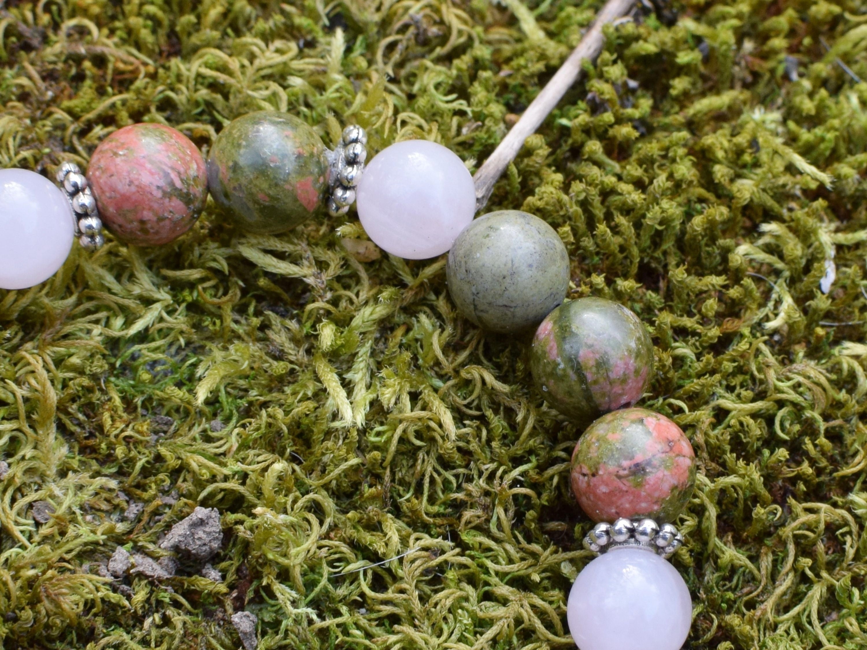 Bracelet d'intention - Sève nouvelle (Unakite & quartz rose)