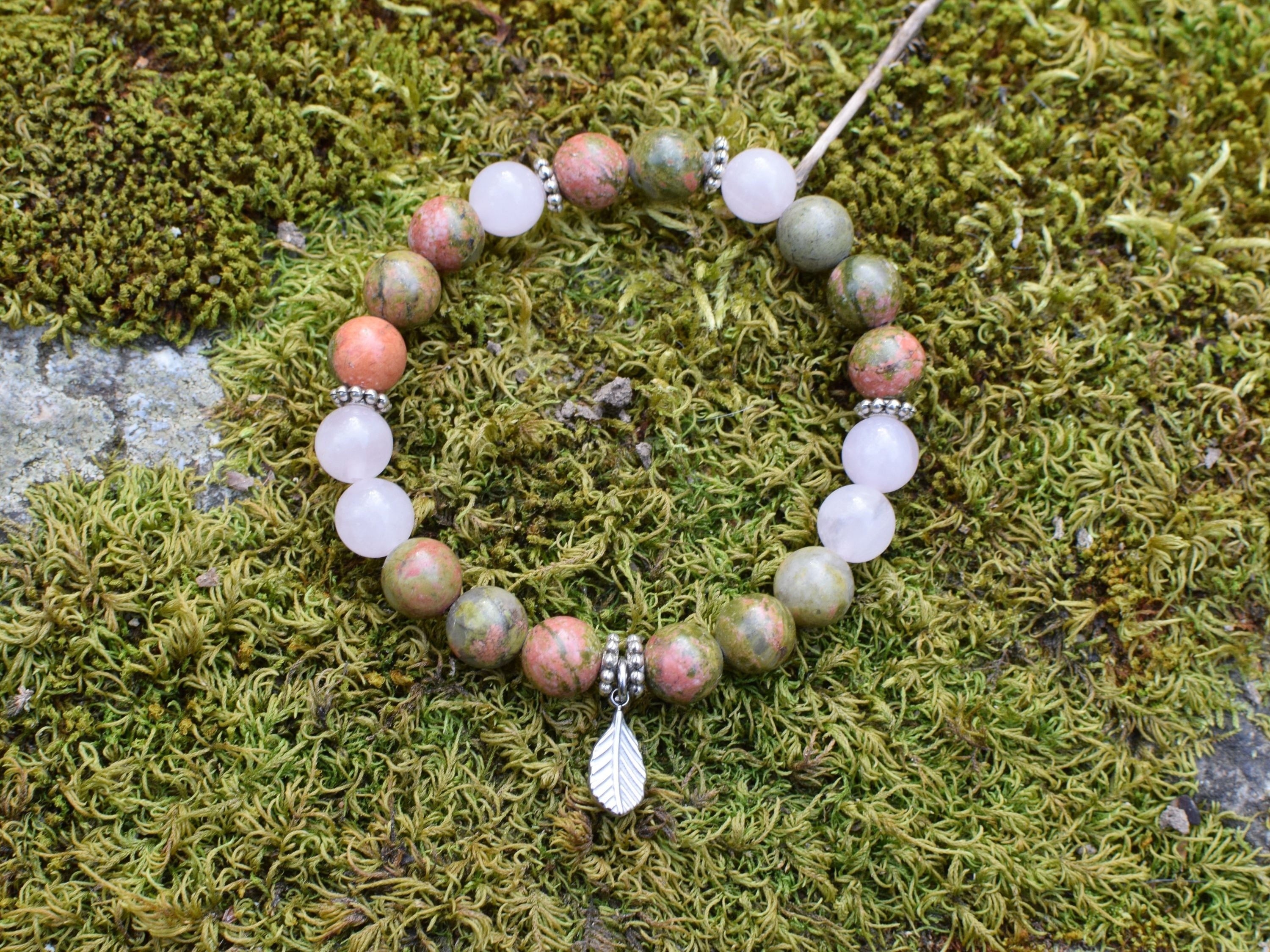 Bracelet d'intention - Sève nouvelle (Unakite & quartz rose)