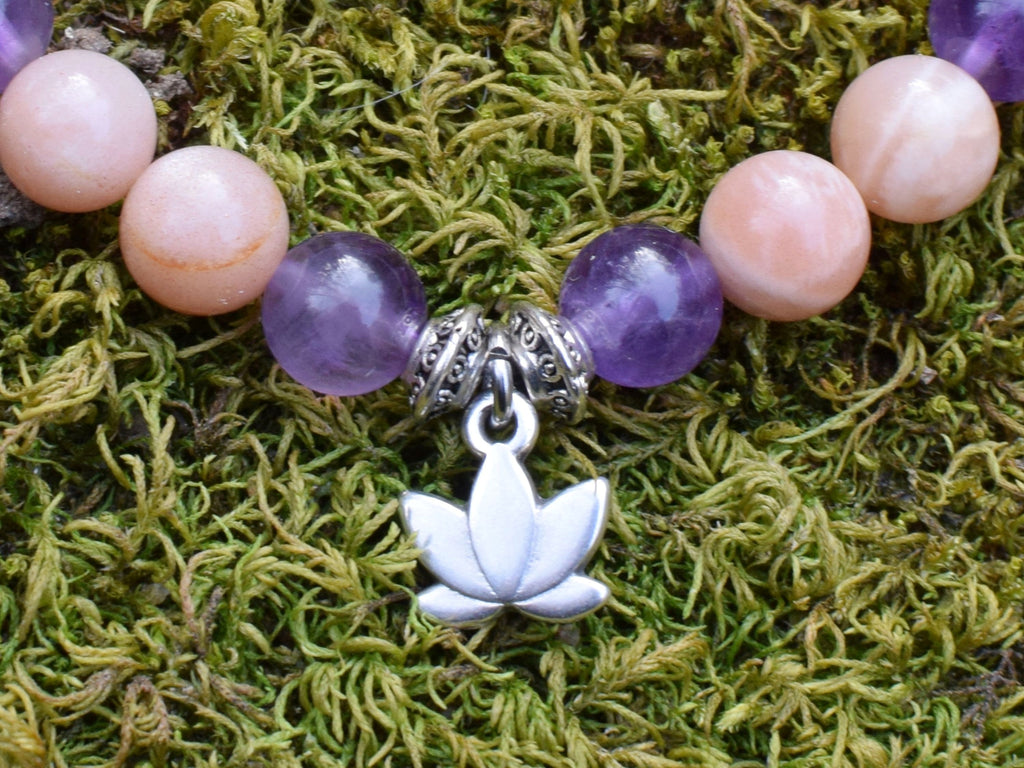Bracelet d'intention - Eclosion Lunaire (Améthyste & Pierre de Lune)