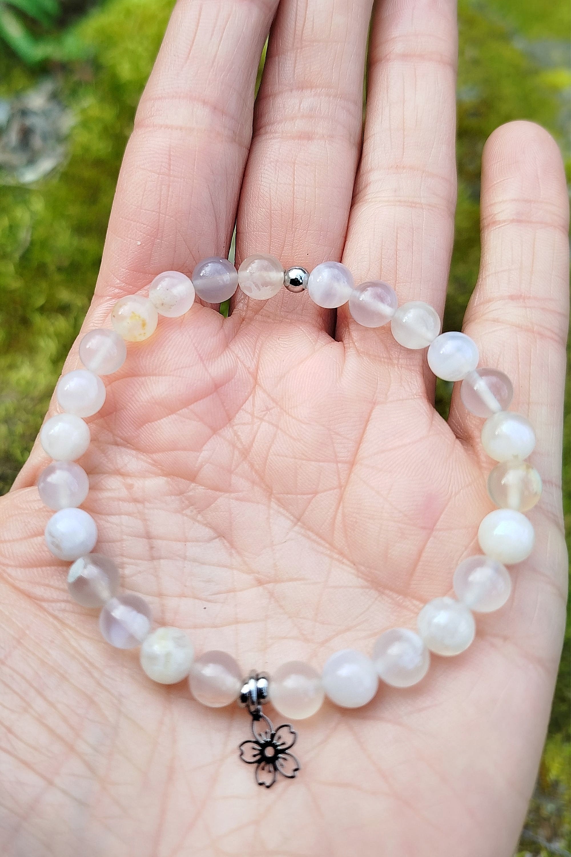 Bracelet d'intention - Éveil Sakura (Agate Fleur de Cerisier)