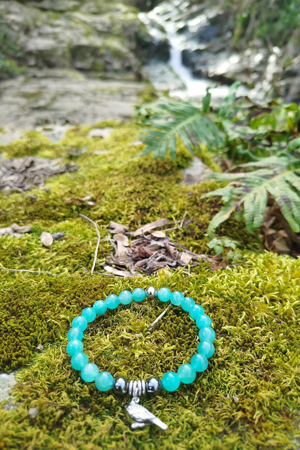 Bracelet d'intention - Ailes Ancrées (Amazonite & Hématite)