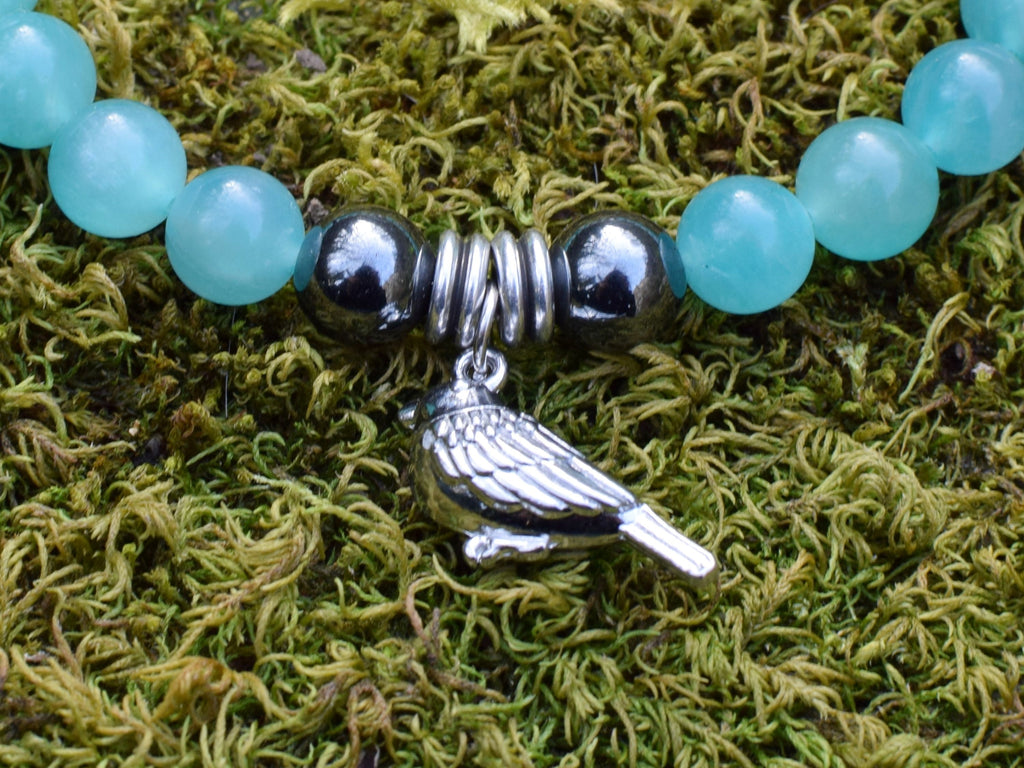 Bracelet d'intention - Ailes Ancrées (Amazonite & Hématite)